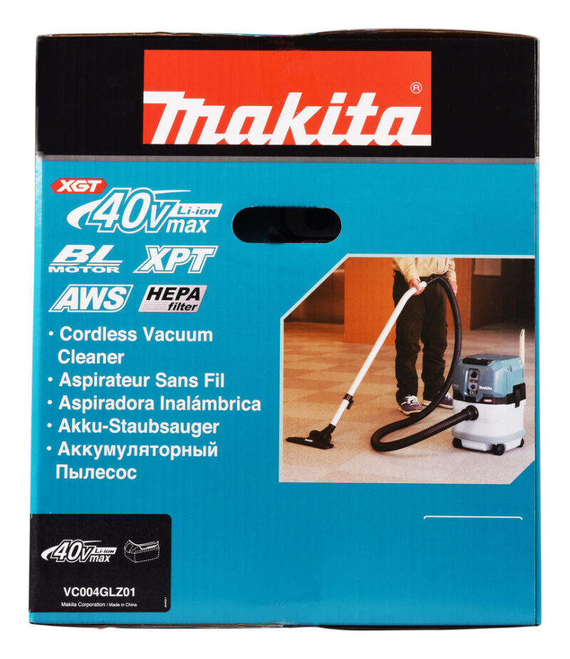 Аккумуляторный пылесос Makita XGT BL 2x40В, 230 мбар, 15 л, L-класс, сухой, XPT, AWS, с модулем WUT01 VC004GLZ01