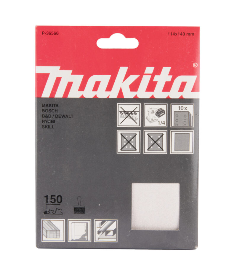 Бумага шлифовальная белая 10 шт, 114x140 мм, K150 Makita P-36566