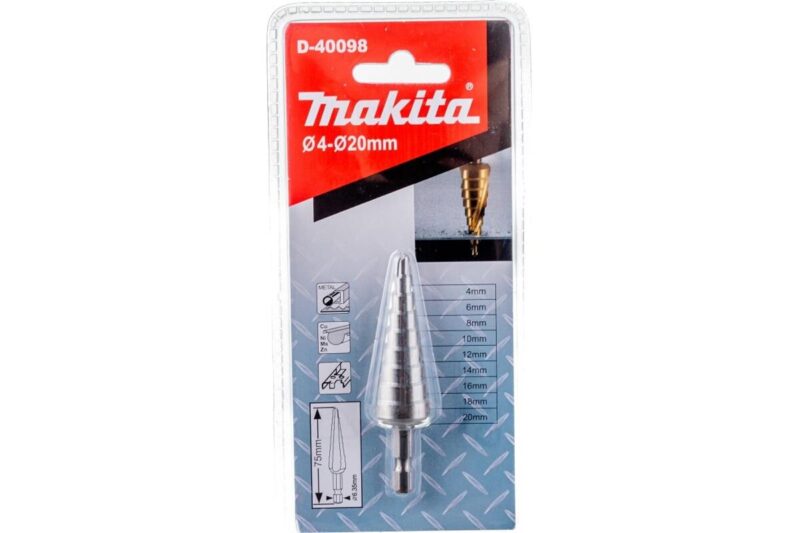 Сверло ступенчатое по металлу (9 ступеней; 4-20 мм; HSS) Makita D-40098