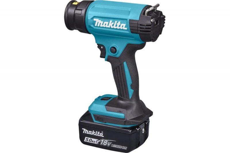 Аккумуляторный тепловой пистолет-фен Makita LXT 18В, 550 град, 2 скорости,6 режимов, насадки DHG181ZK