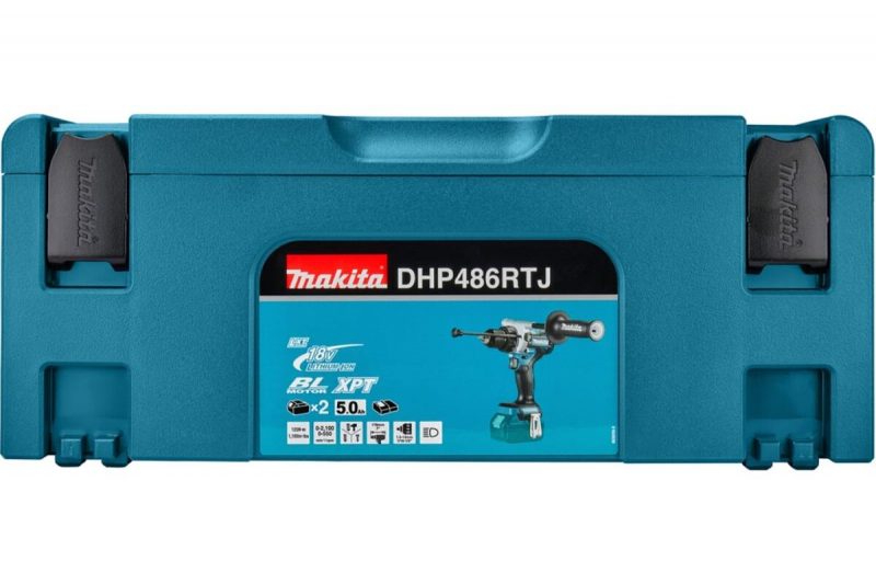 Ударная аккумуляторная дрель-шуруповерт Makita LXT BL 18 В, 13 мм, 125/65 Нм, 2x5.0 Ач, ЗУ, Makpac DHP486RTJ