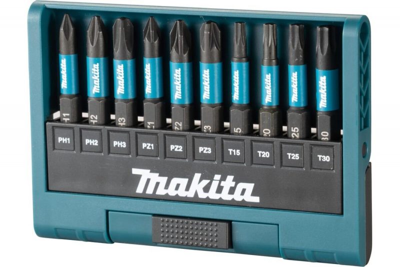 Набор бит Impact Black 50 мм, 10 шт (PH1, PH2, PH3, PZ1, PZ2, PZ3, T15, T20, T25, T30) Makita E-12011