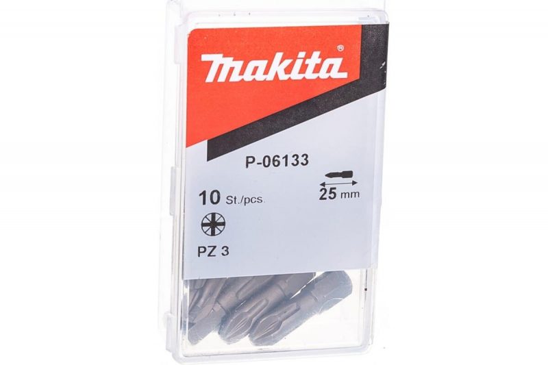 Бита Torsion для шуруповертов 10 шт. (25 мм; шестигранный хвостовик 1/4"; Pz3) Makita P-06133