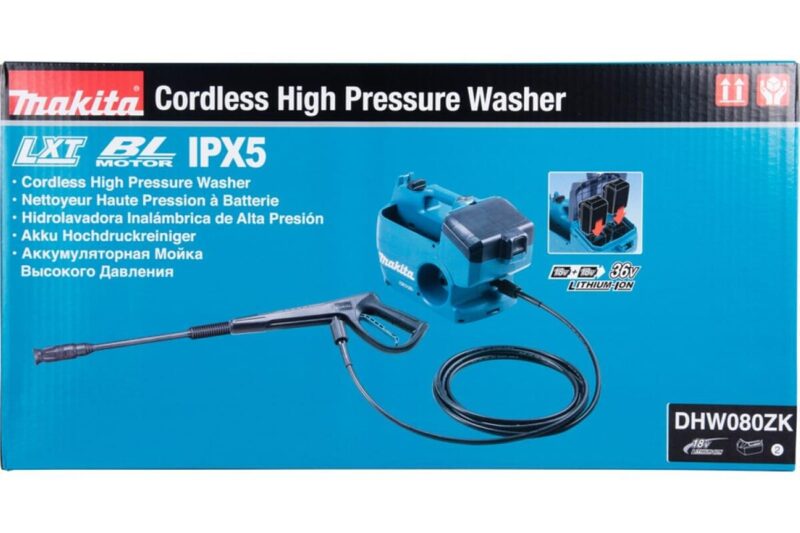 Аккумуляторная мойка высокого давления Makita LXT BL 2x18 В DHW080ZK