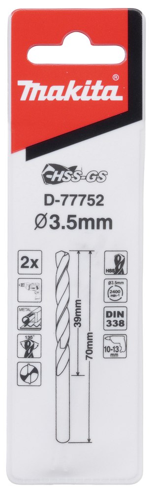 Сверло по металлу HSS-GS 3.5x70 (2 шт. в упак.)